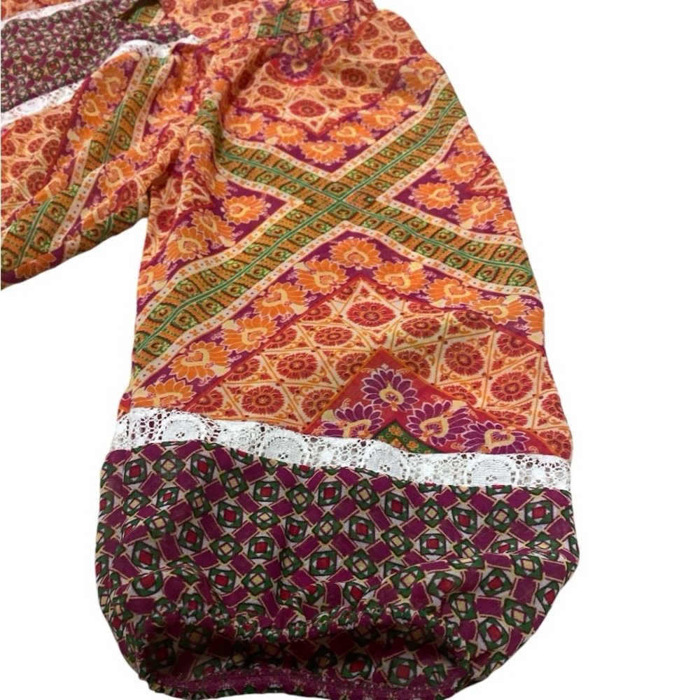 Fig & Flower Paisley Floral Print Boho Blouse Women’s Size M Peasant Sleeve - Picture 6 of 10